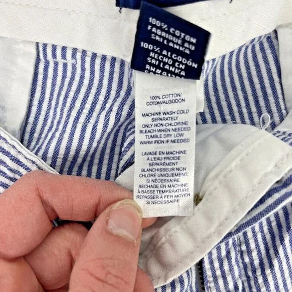 Chaps Shorts Men's Size 42 Blue Seersucker Chino Shorts‎ Pinstripe Stripe Casual - Picture 3 of 7